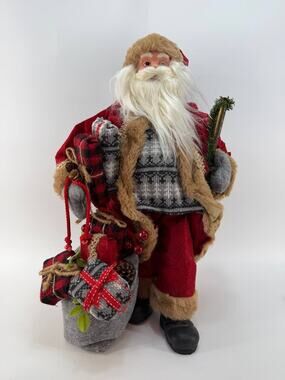 Vintage Old Time Pottery Woodland Santa 18in Christmas Figurine Decor